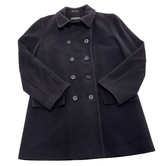Brooks Brothers Coat Womens Medium Black Double Breasted Vintage Cashmere Wool - Picture 1 of 11